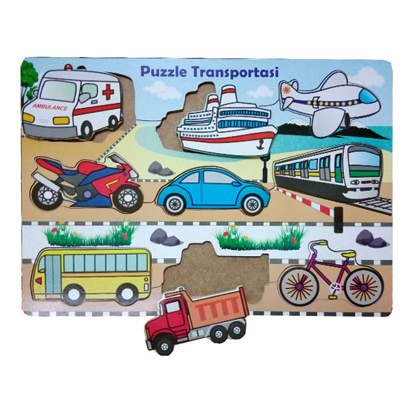 Mainan Anak Edukasi Puzzle Alat Transportasi Kayu Seru