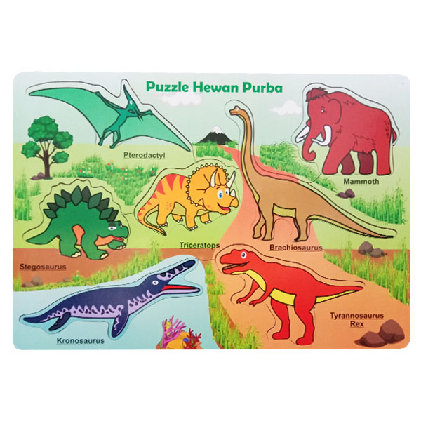 Puzzle Hewan Purba Mainan Edukatif  Dari Kayu Kayu Seru