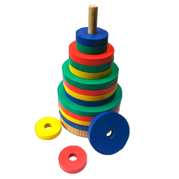 Menara Bulat Pelangi Menara Warna Bulat Mainan Kayu Kayu Seru